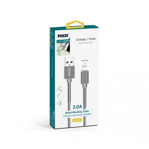 Phixi Force CB610L Metal Örgü 100 Cm Lightning USB Şarj ve Data Kablosu